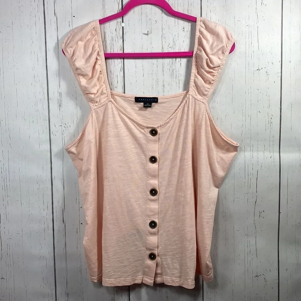 Sanctuary Sleeveless High Low Wide Tank Strap Top